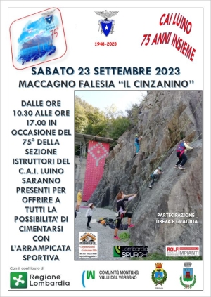 E&#039; riproposta per sabato 23 settembre l&#039;iniziativa di arrampicata alle palestra di roccia a Maccagno